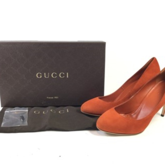 Gucci Rust Suede Pumps - Picture 1 of 8